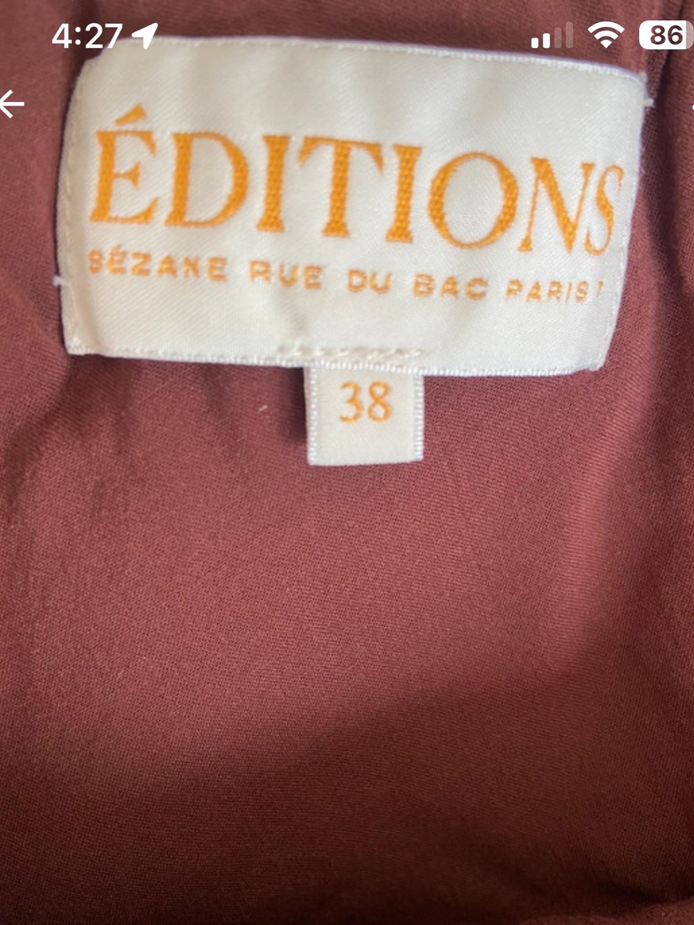 Sezane two piece Chocolate Brown Elea blouse and Soelle skirt Sz 38 EU US 6 - Picture 6 of 7